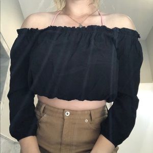 Brandy Melville Lettuce Edge Off the Shoulder Top
